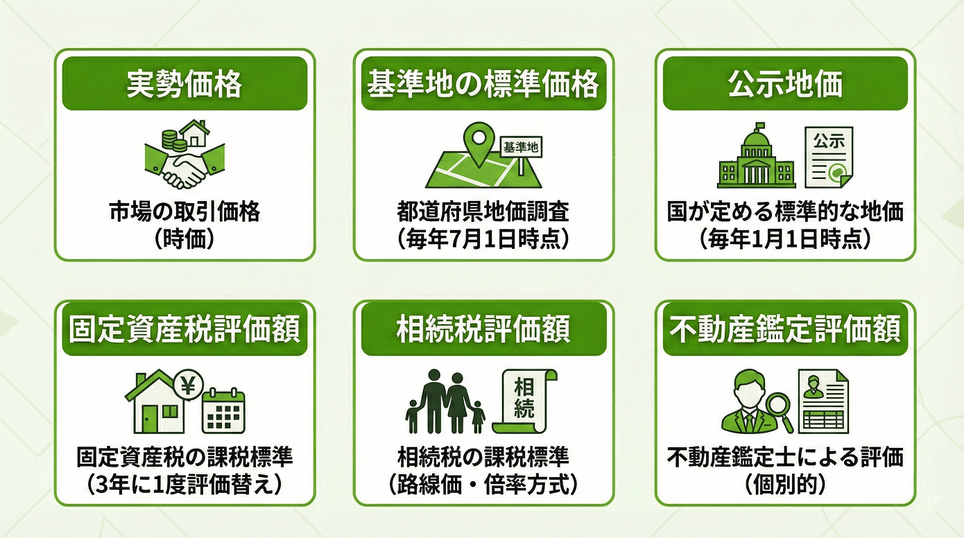 不動産評価額の6つの種類とそれぞれの違い