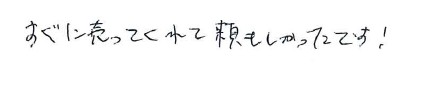すぐに売ってくれて頼もしかったです!