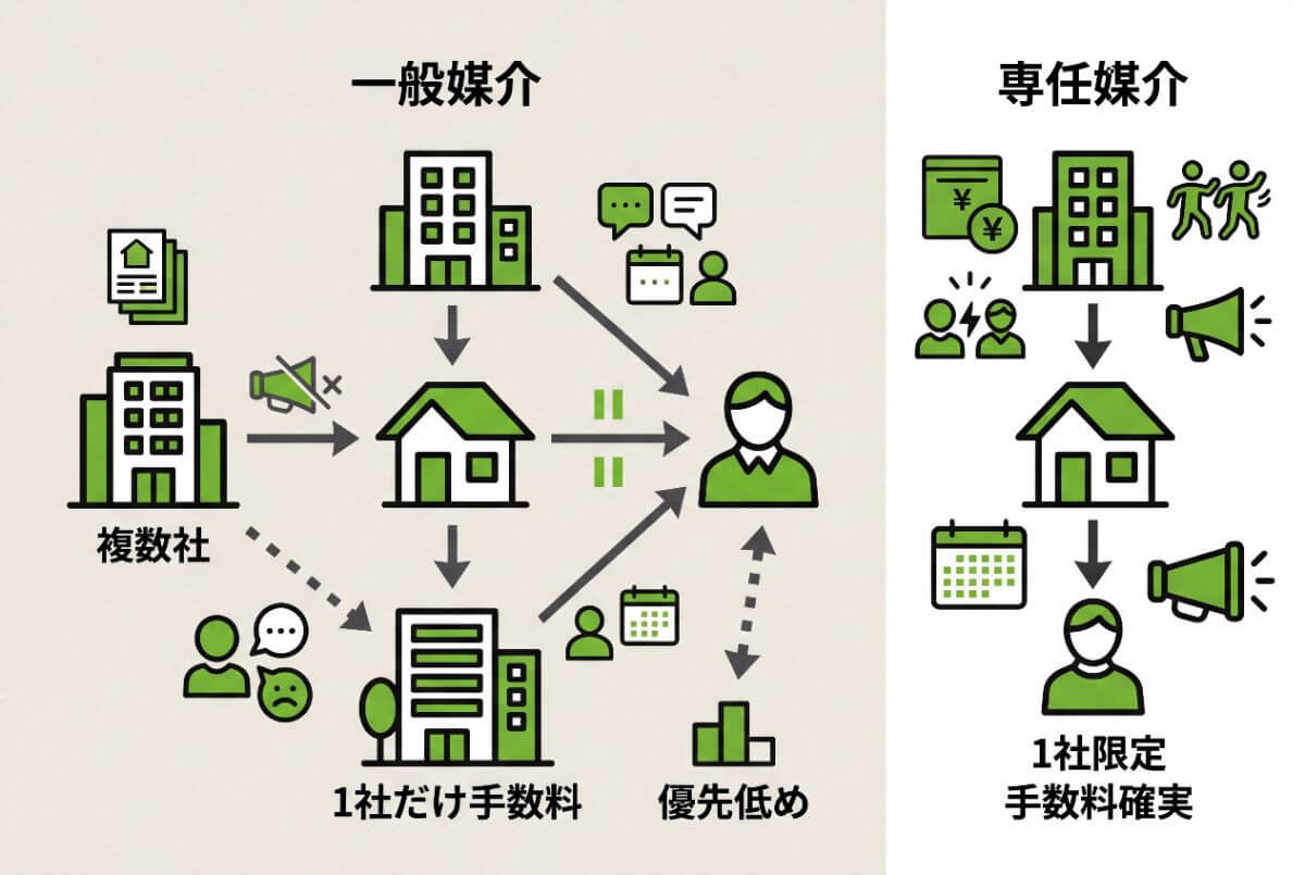 一般媒介と専任媒介のちがい